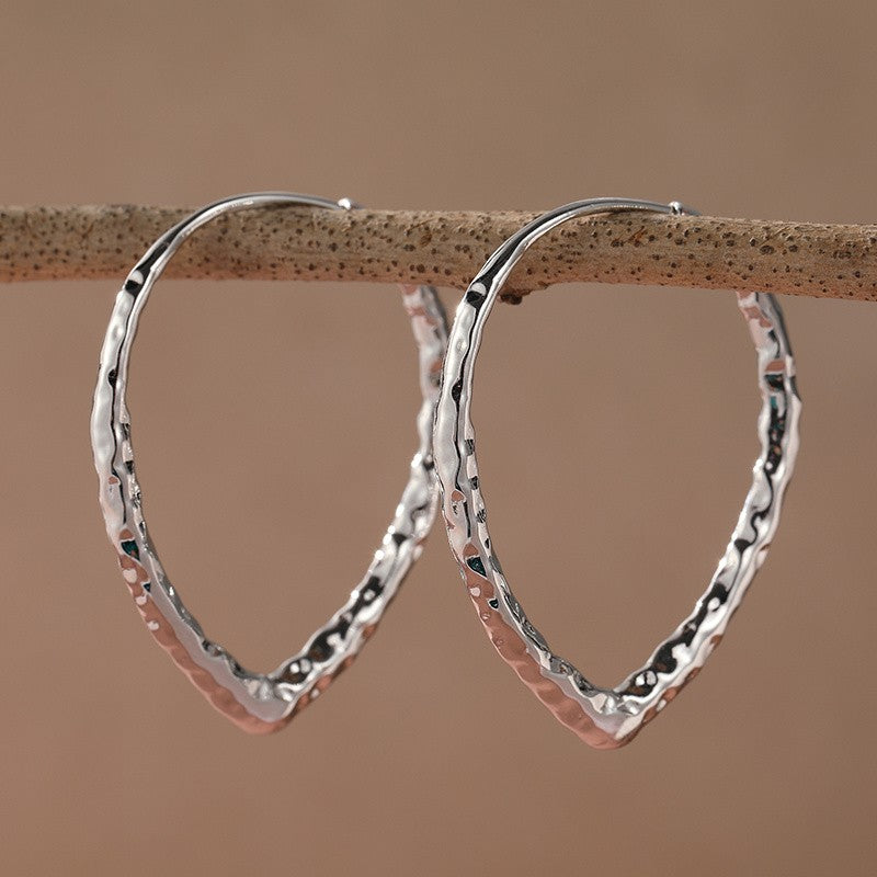 Hammered Teardrop Hoop Earrings