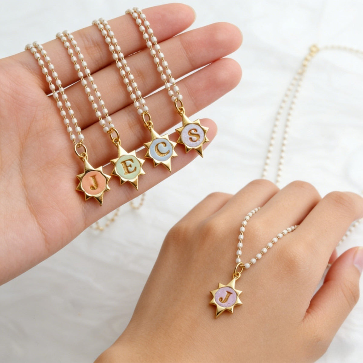Pastel Initial Star Necklace
