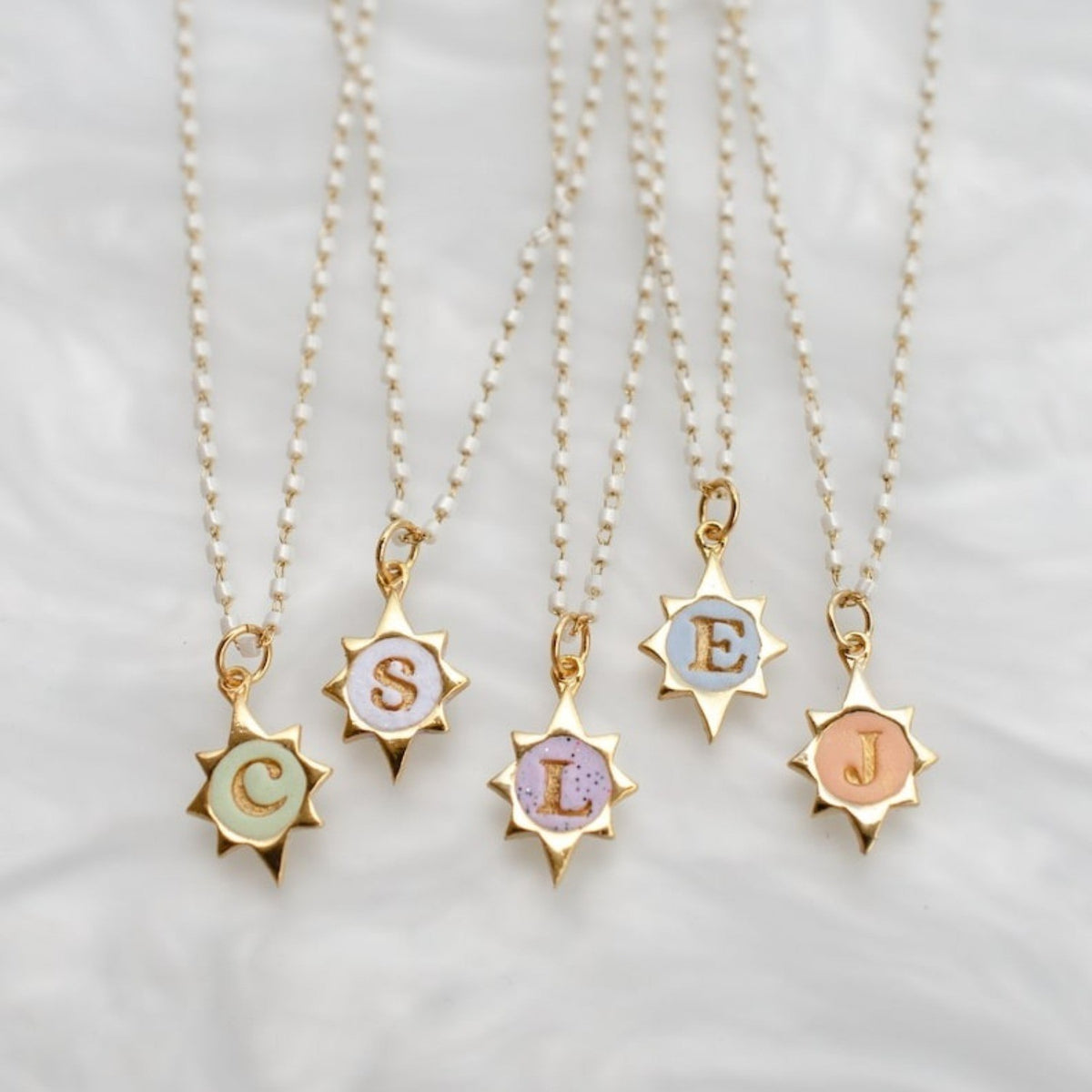 Pastel Initial Star Necklace