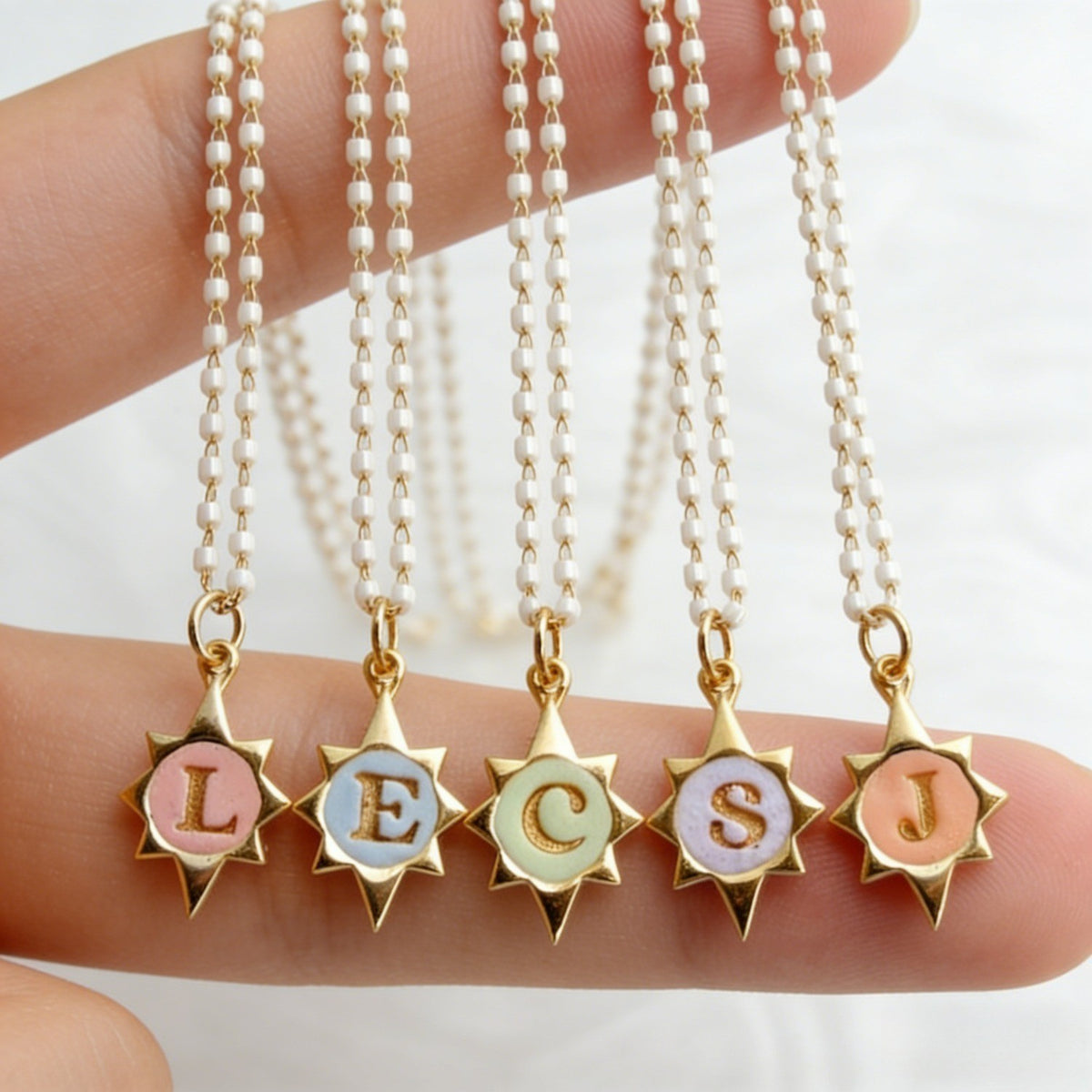 Pastel Initial Star Necklace