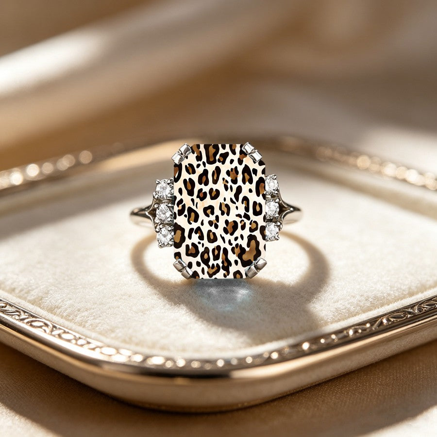 Leopard Print Crystal Ring