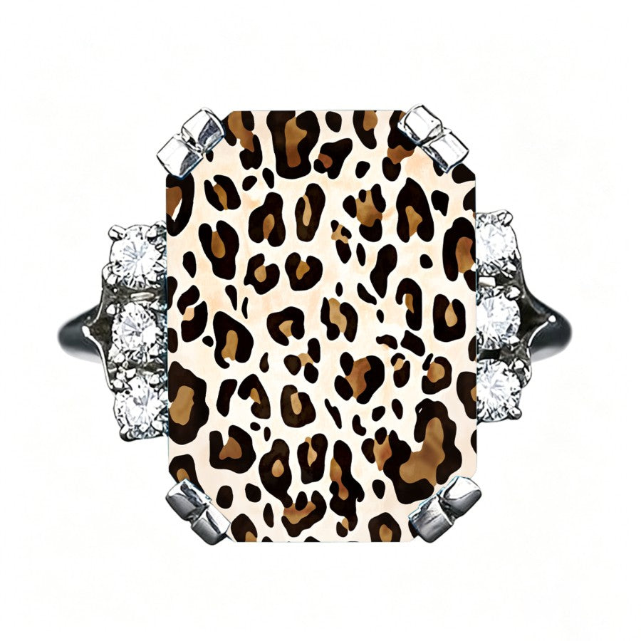 Leopard Print Crystal Ring