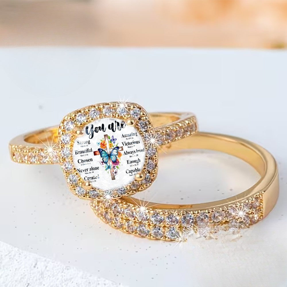 Butterfly Affirmation Ring Set