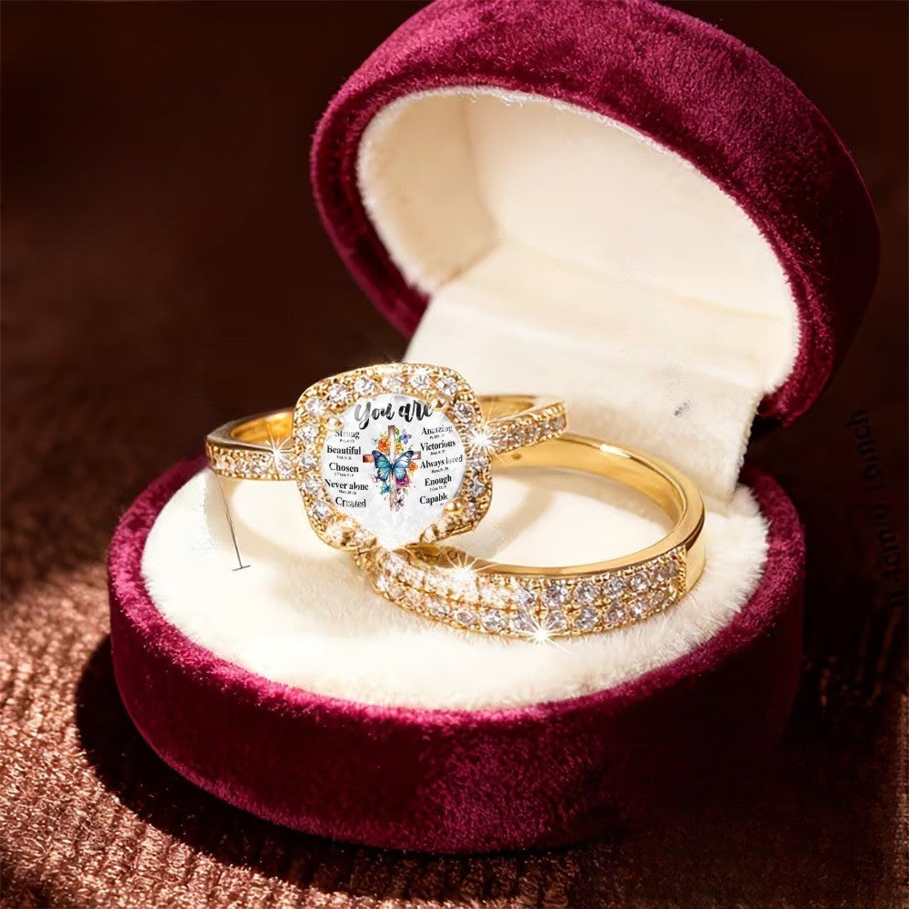 Butterfly Affirmation Ring Set