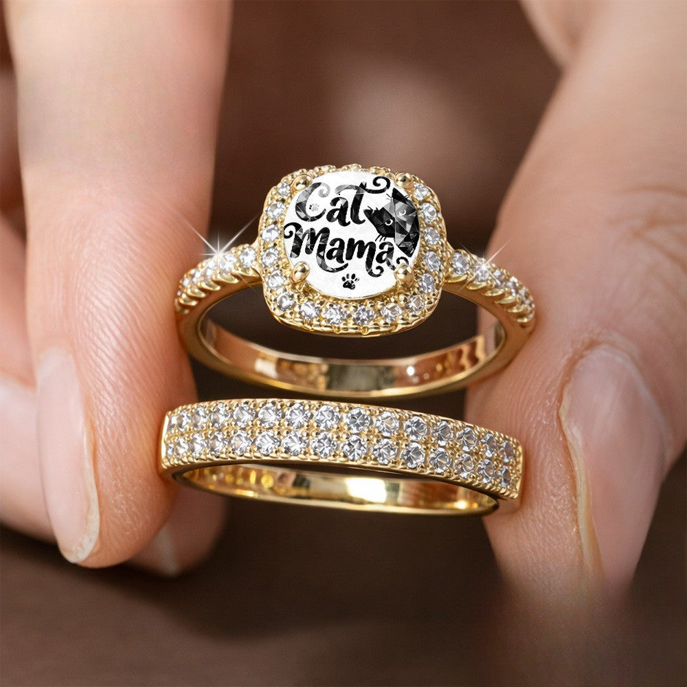 Cat Mama Square Ring Set