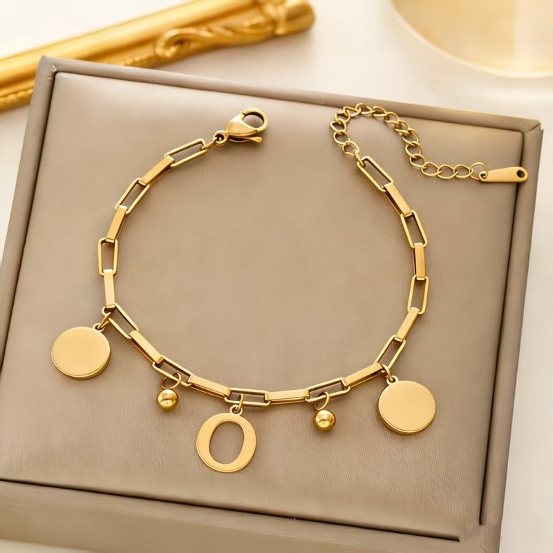 Initial Disc Link Bracelet