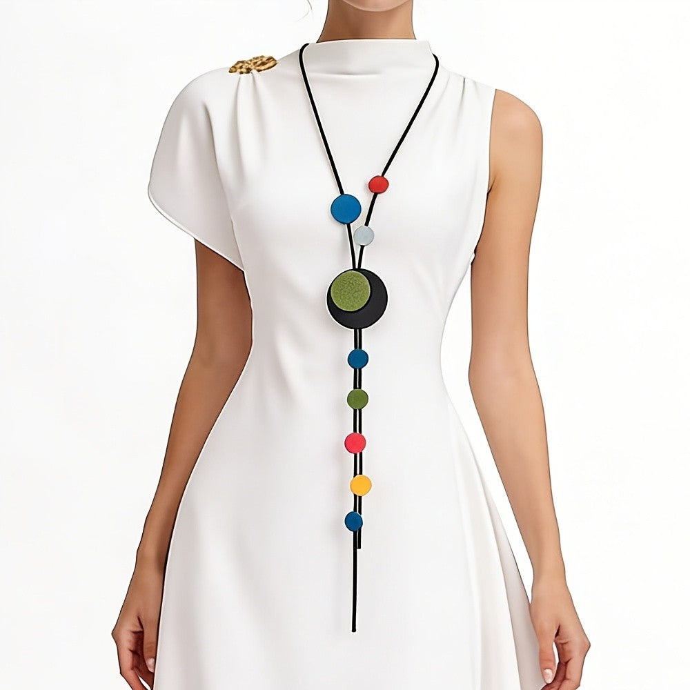 Colorful Geometric Disc Necklace