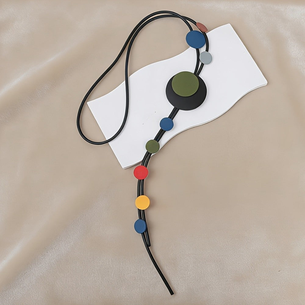 Colorful Geometric Disc Necklace