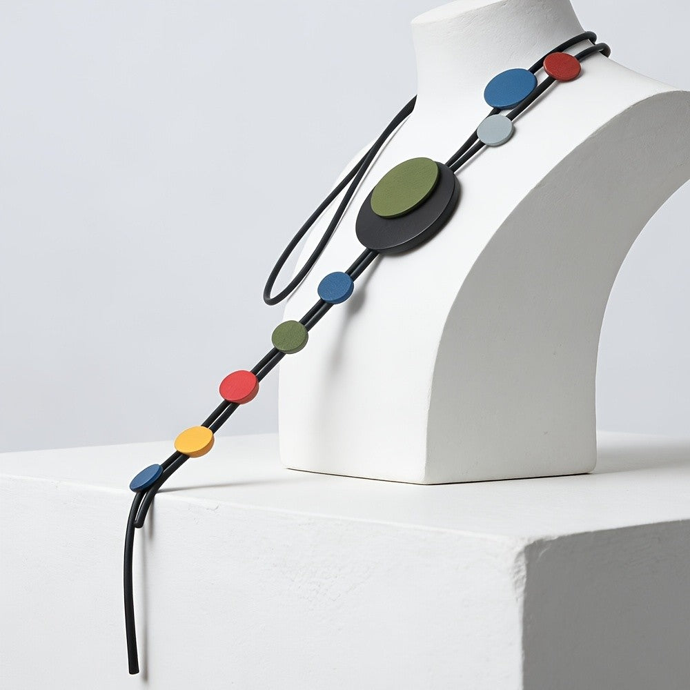 Colorful Geometric Disc Necklace