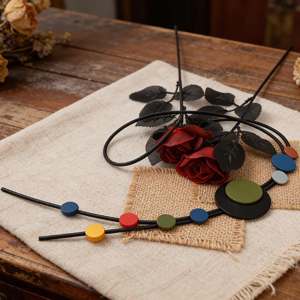 Colorful Geometric Disc Necklace