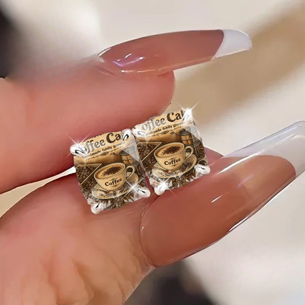 Coffee Cup Stud Earrings