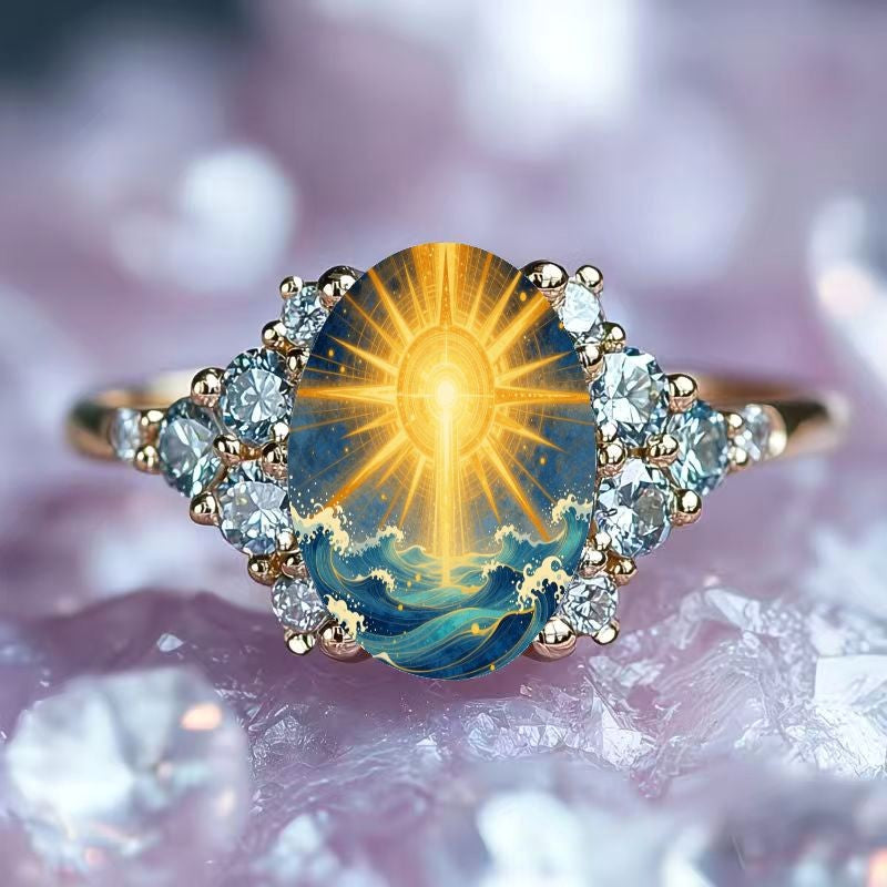 Sunburst Ocean Oval Ring