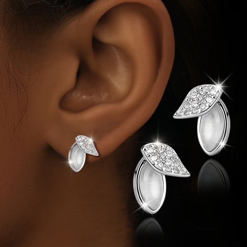 Crystal Double Leaf Stud Earrings