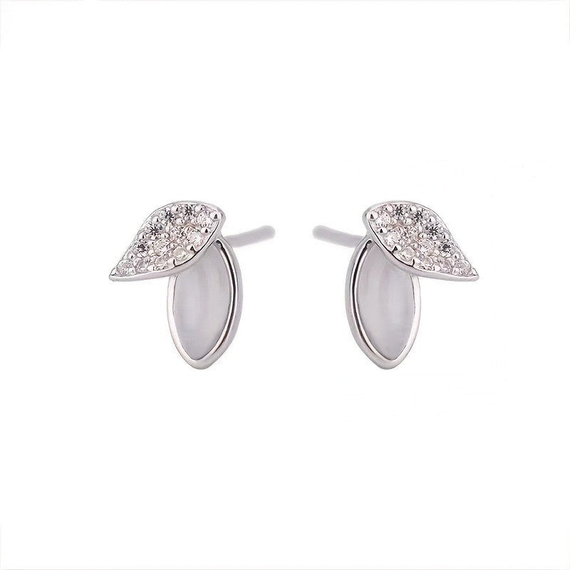 Crystal Double Leaf Stud Earrings