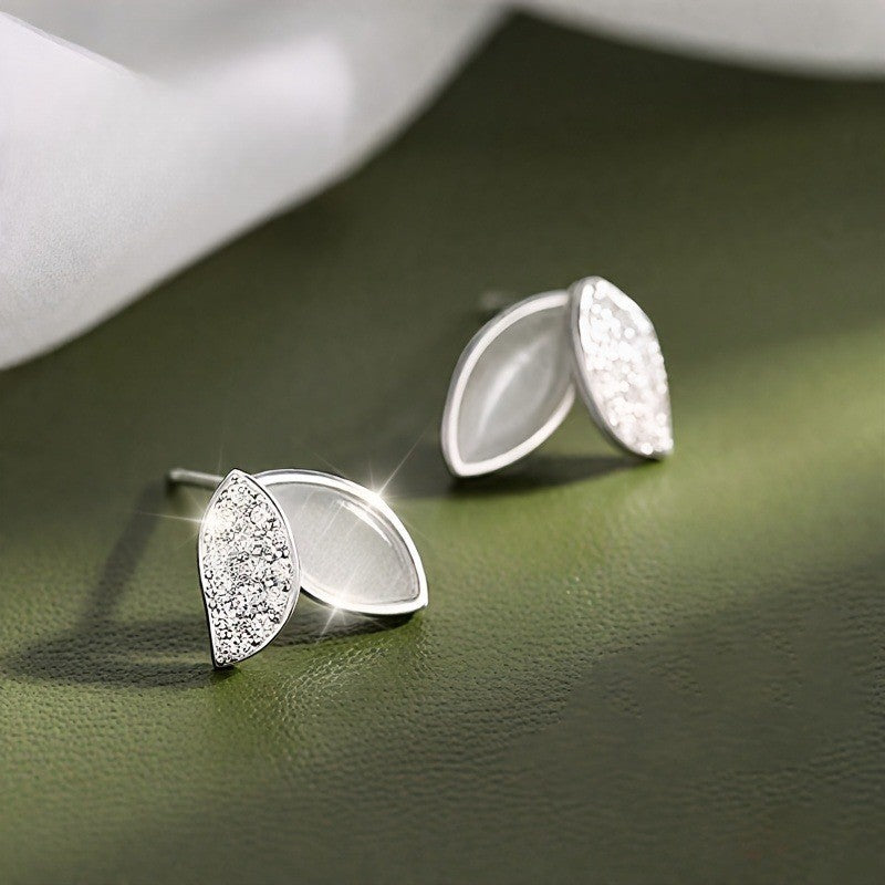 Crystal Double Leaf Stud Earrings