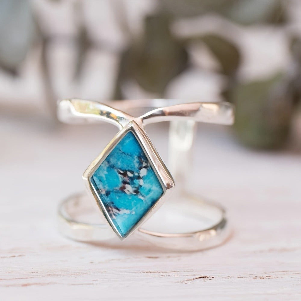 Turquoise Diamond Split Ring
