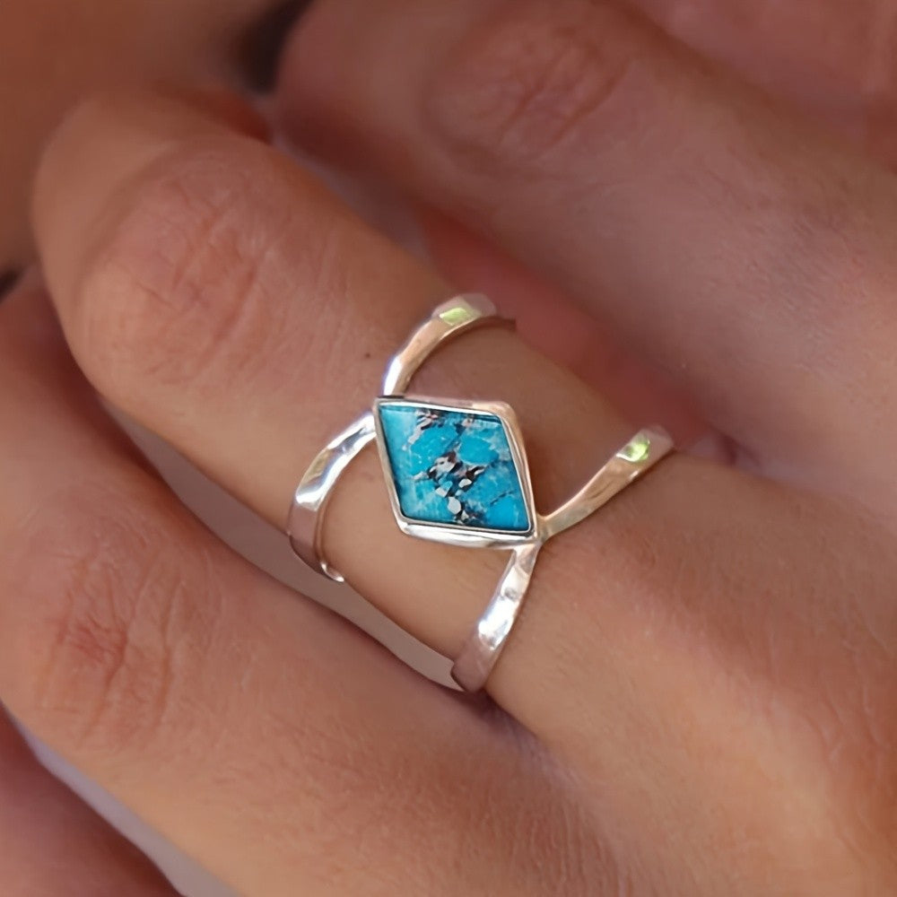 Turquoise Diamond Split Ring