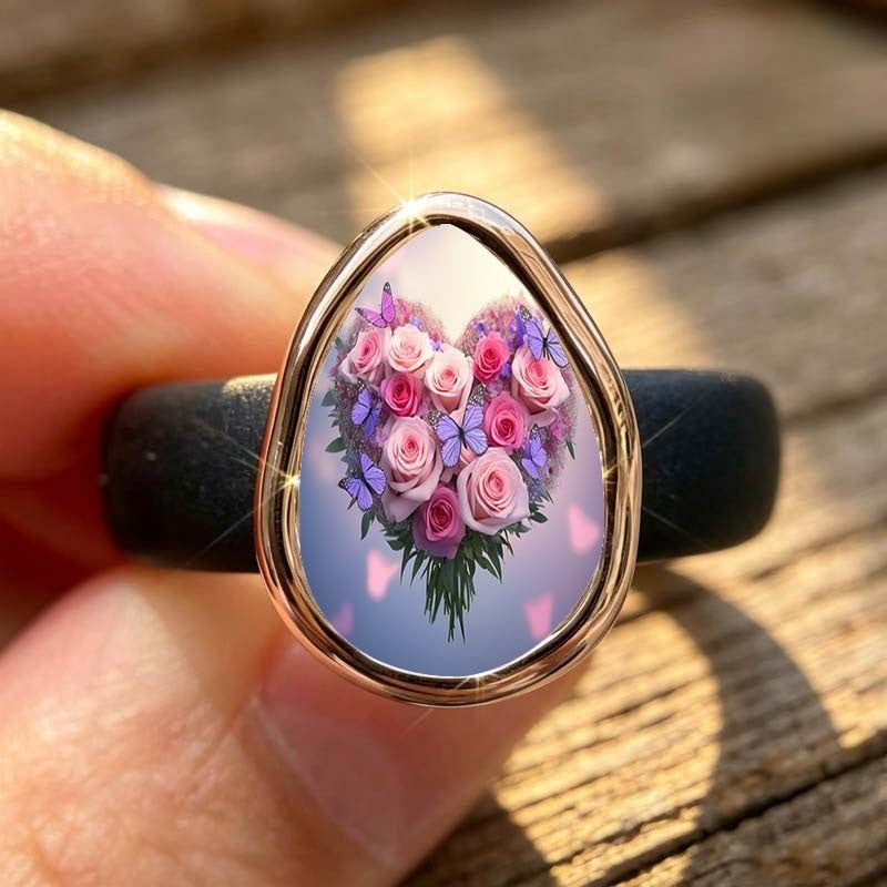 Heart Rose Bouquet Ring