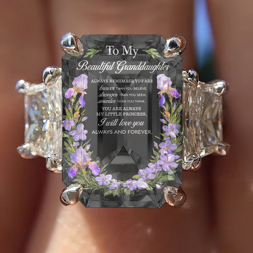 Floral Message Square Ring