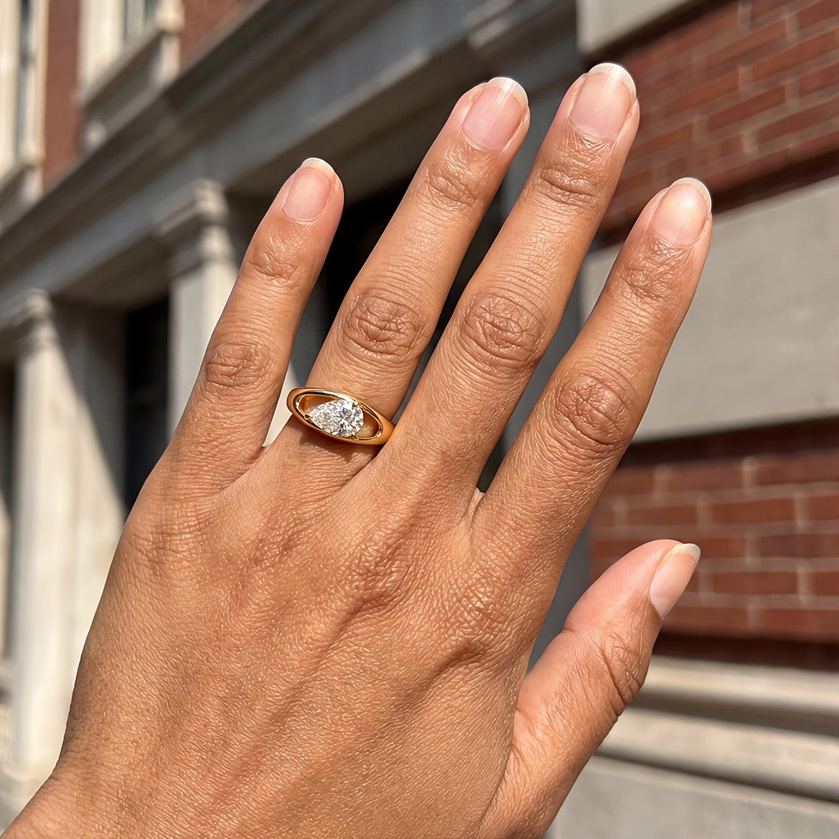 Teardrop Crystal Bypass Ring
