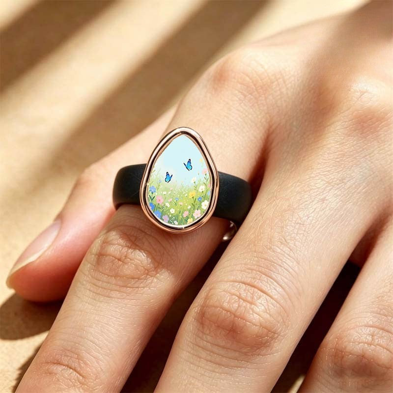 Meadow Butterfly Teardrop Ring