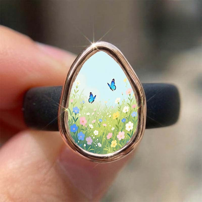 Meadow Butterfly Teardrop Ring