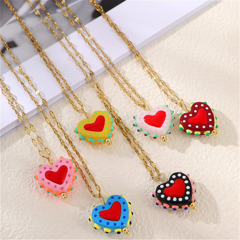 Polka Dot Heart Necklace