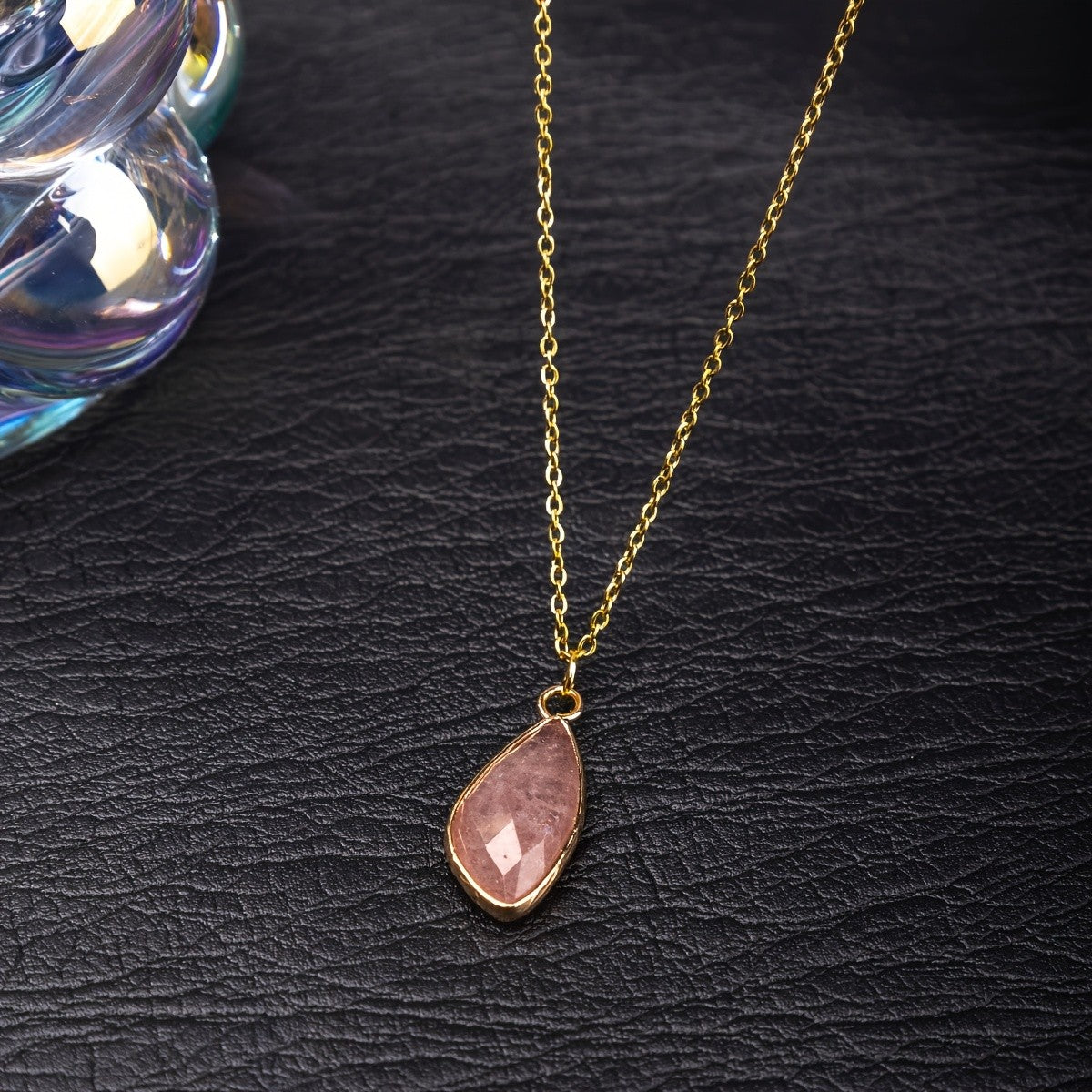 Faceted Teardrop Stone Necklace