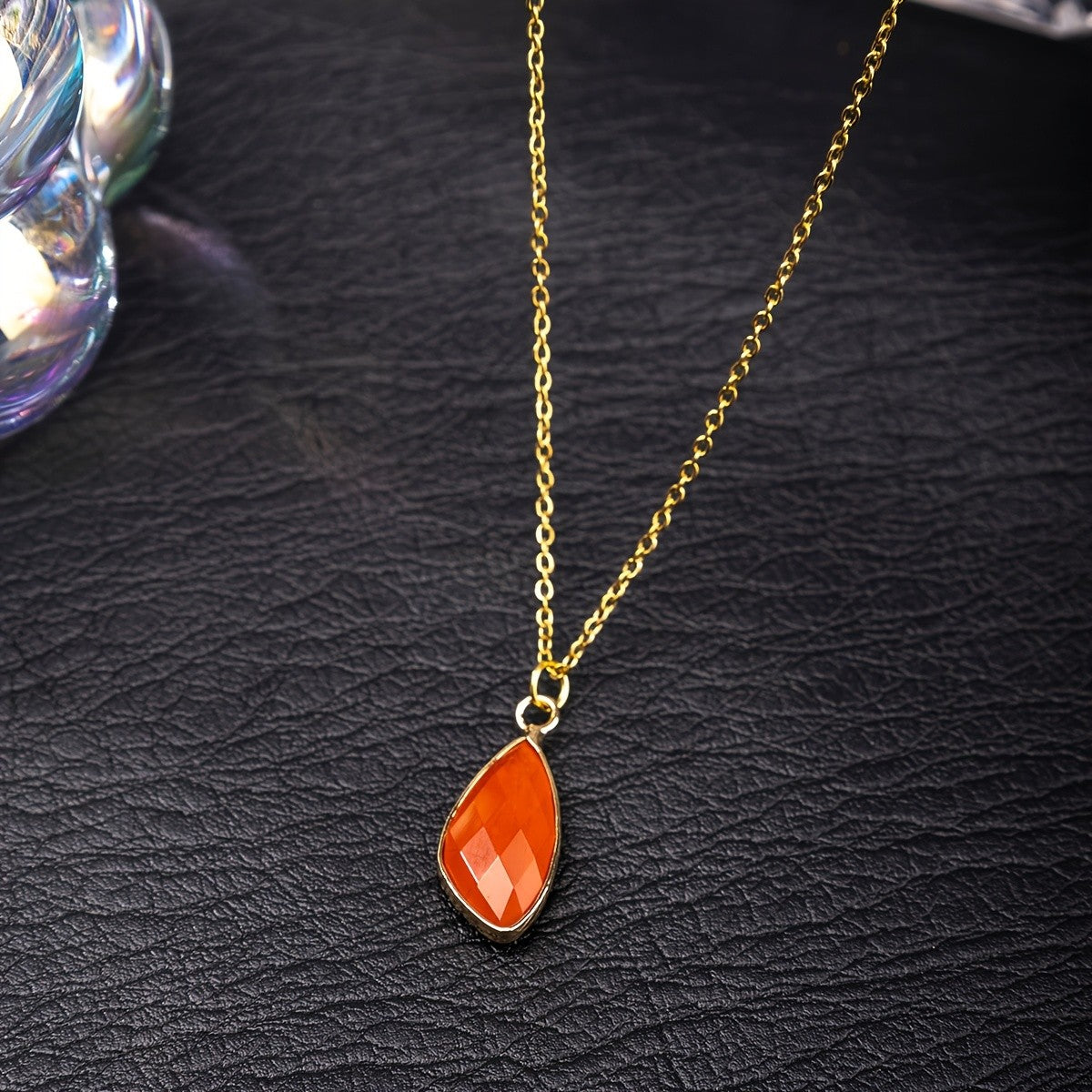 Faceted Teardrop Stone Necklace