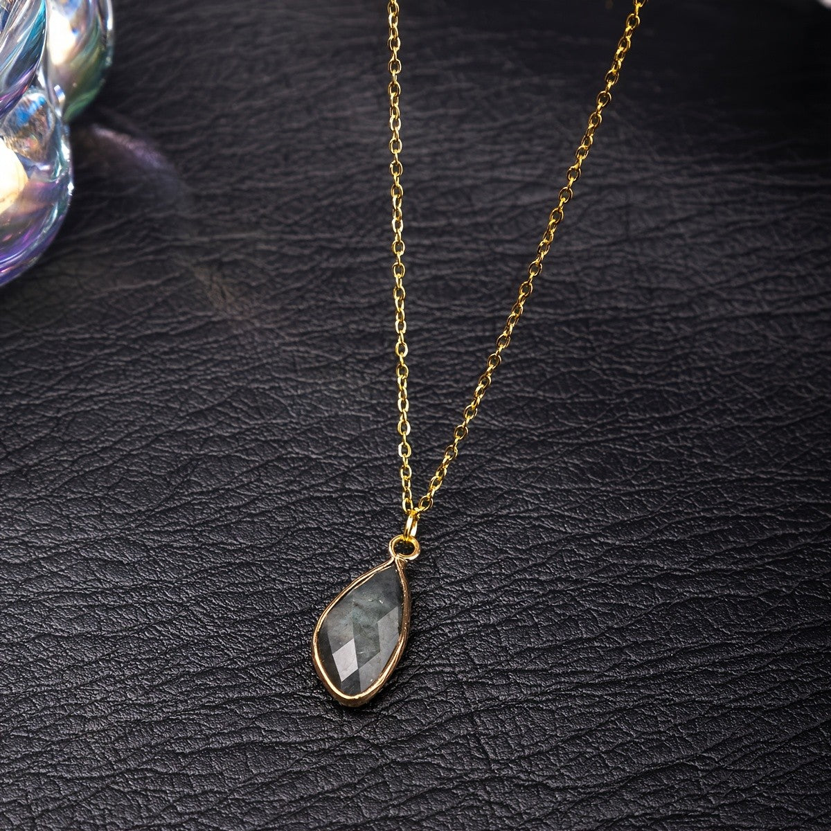 Faceted Teardrop Stone Necklace