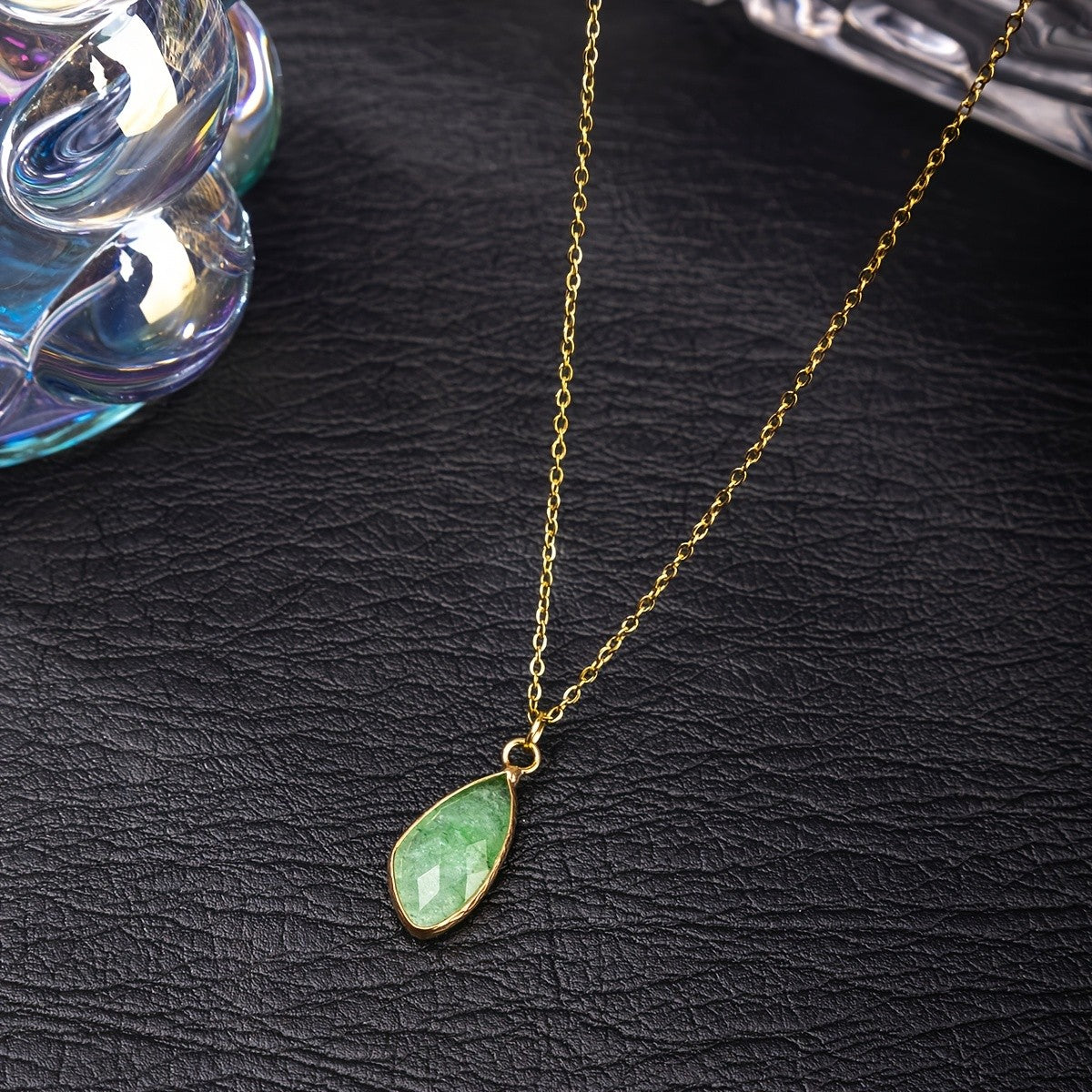 Faceted Teardrop Stone Necklace
