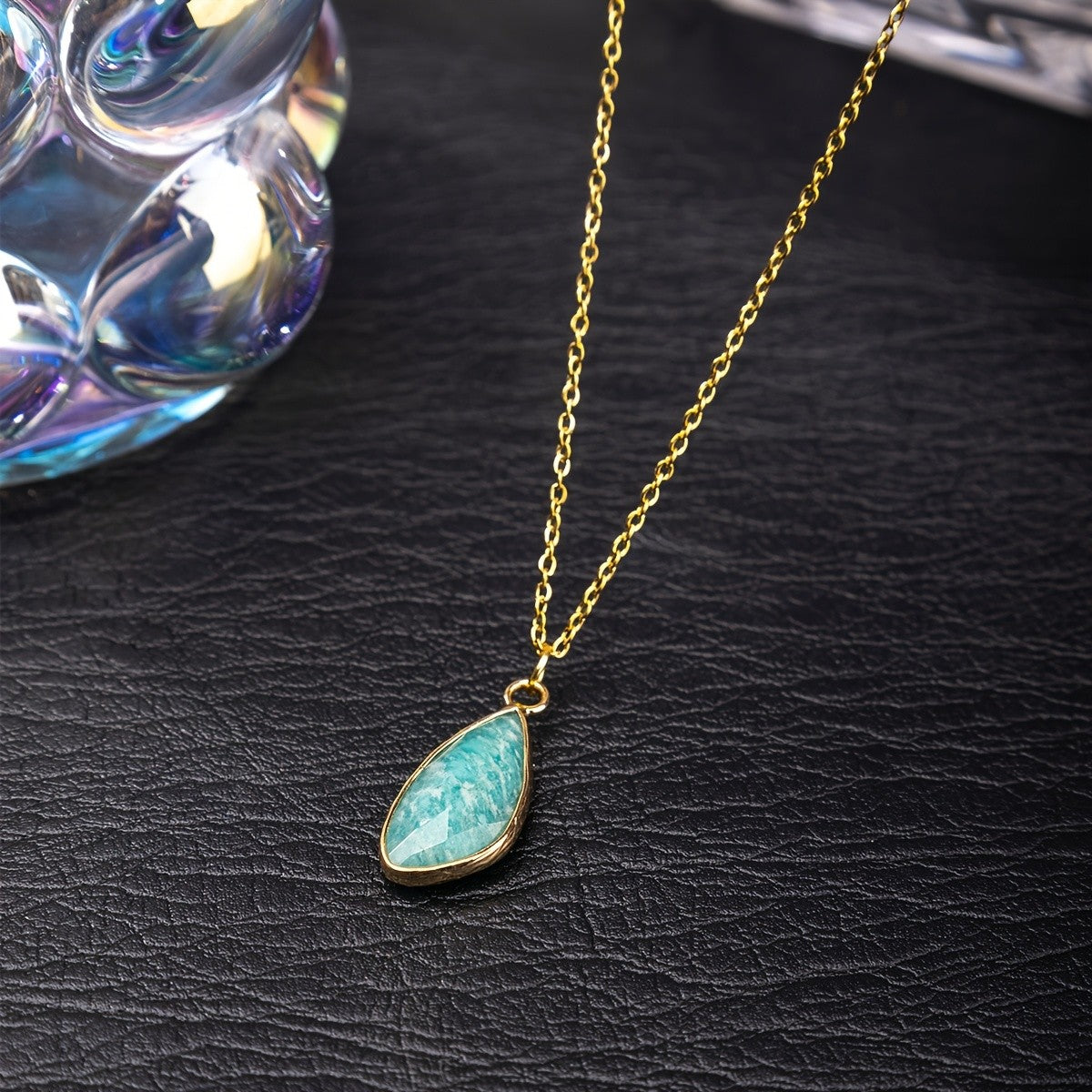 Faceted Teardrop Stone Necklace