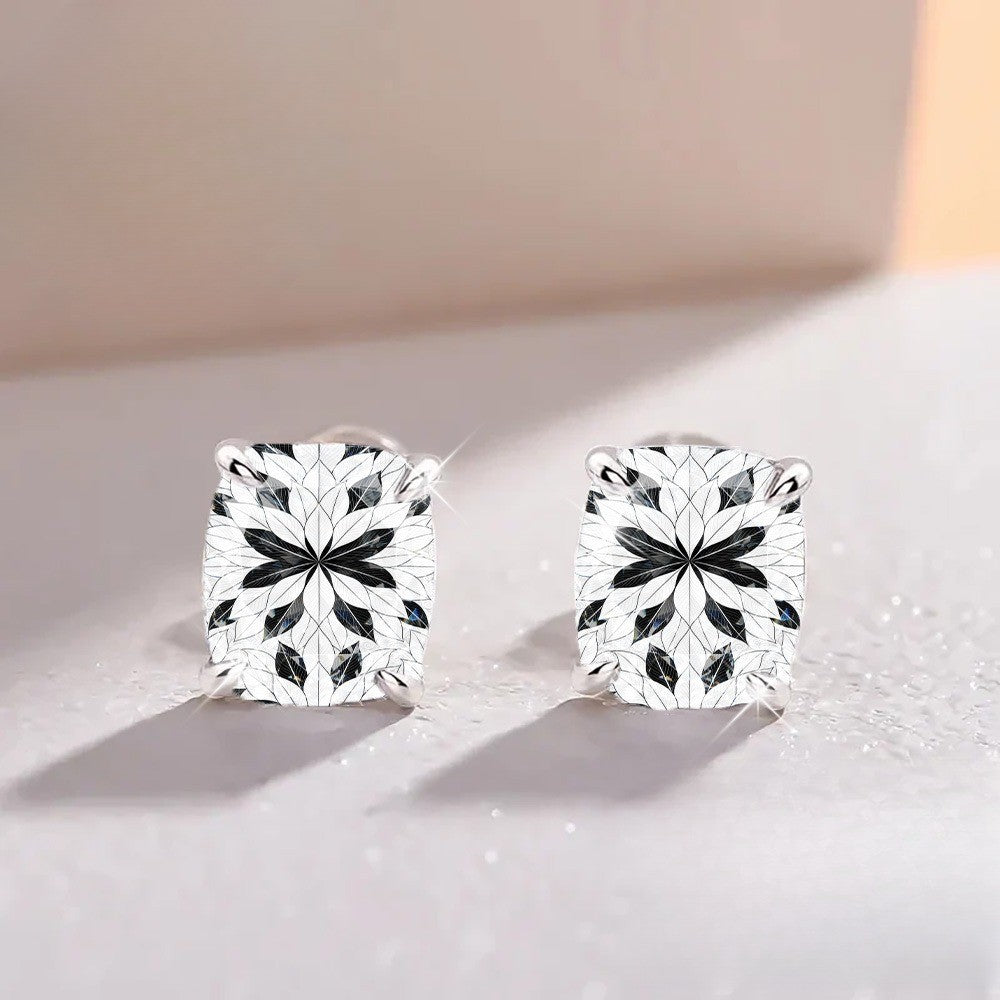 Black & White Floral Square Stud Earrings