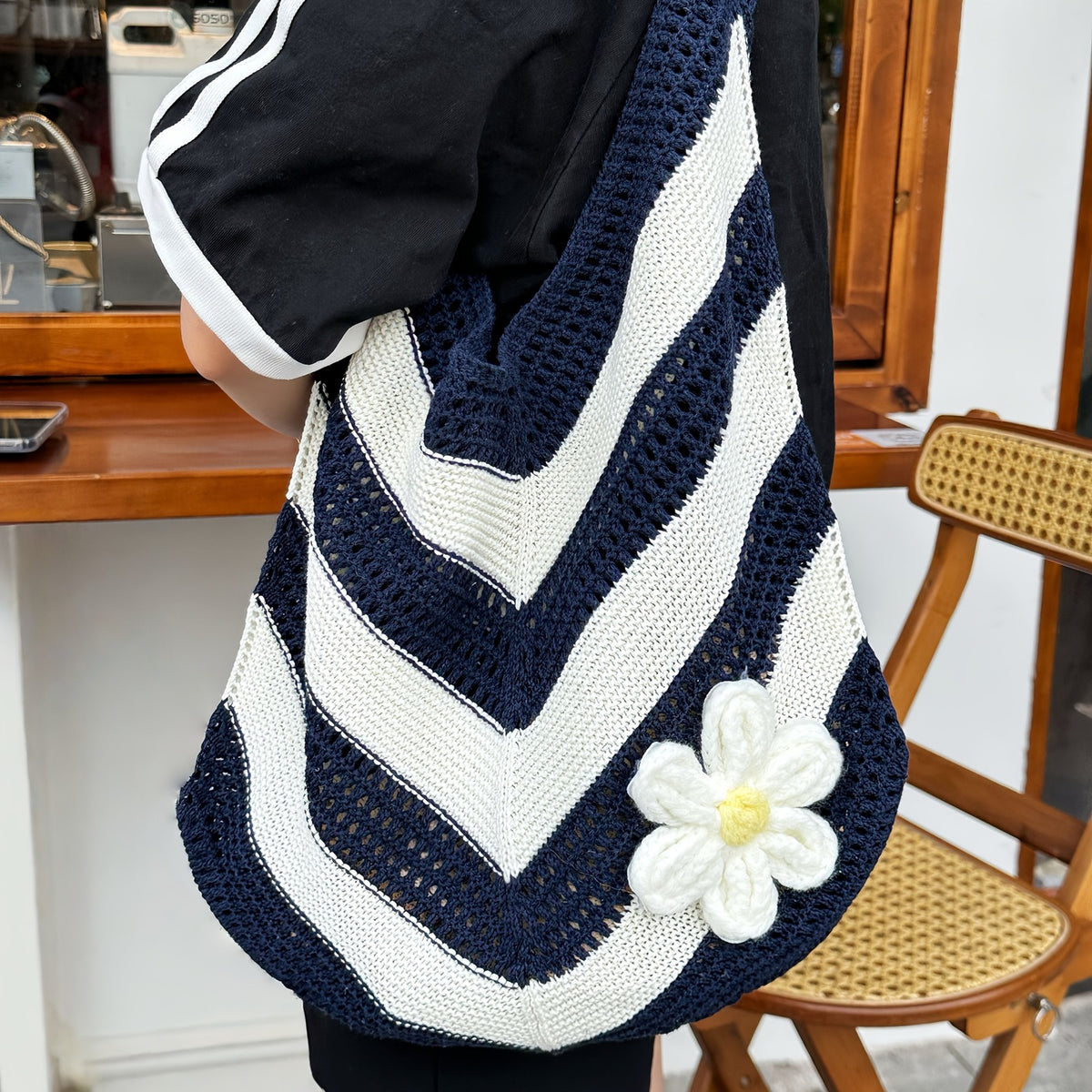 Chevron Crochet Shoulder Bag