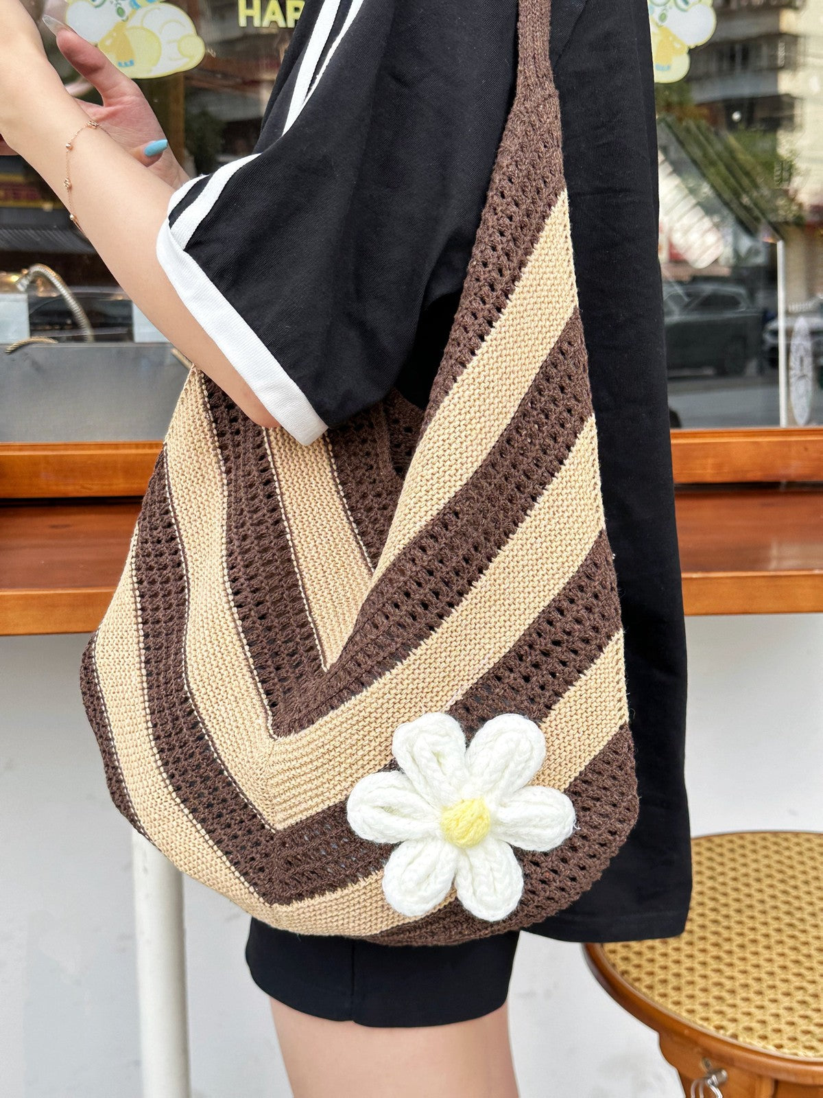 Chevron Crochet Shoulder Bag