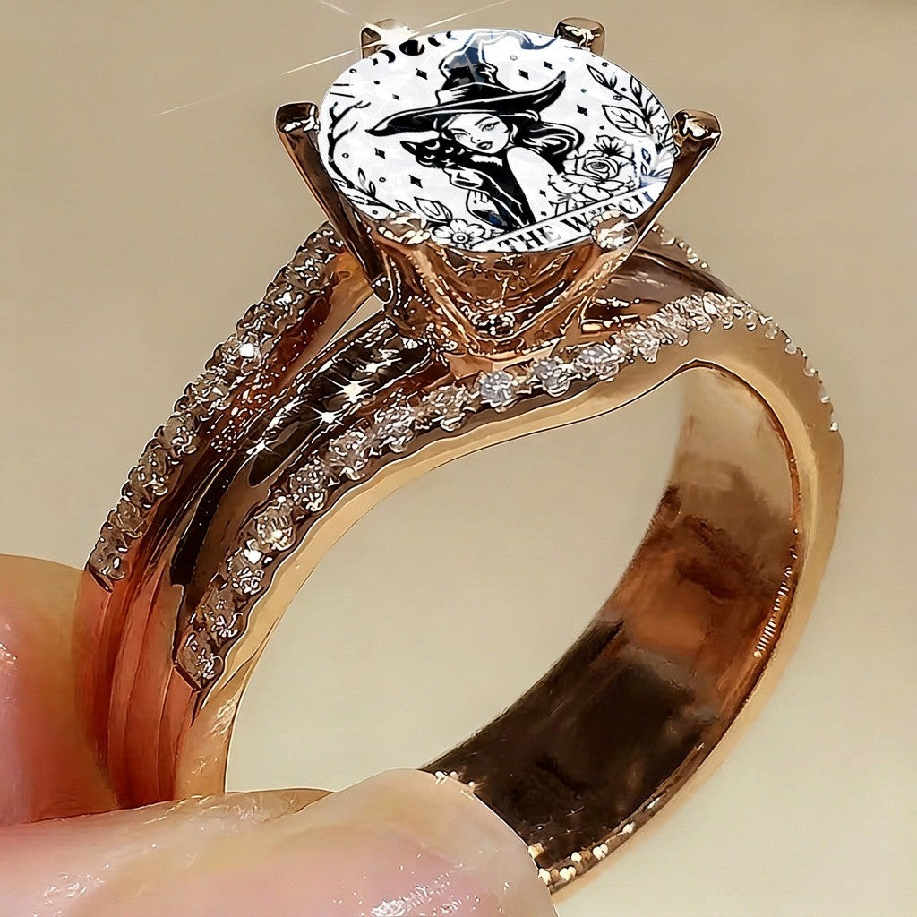Witch & Cat Oval Ring