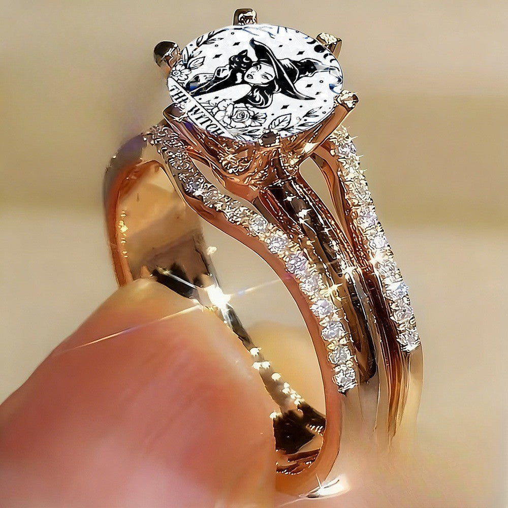 Witch & Cat Oval Ring