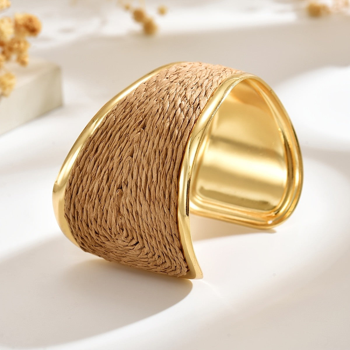 Woven Raffia Open Bangle