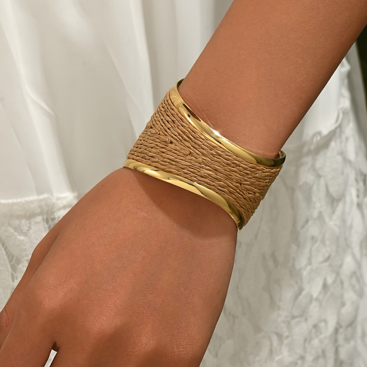 Woven Raffia Open Bangle