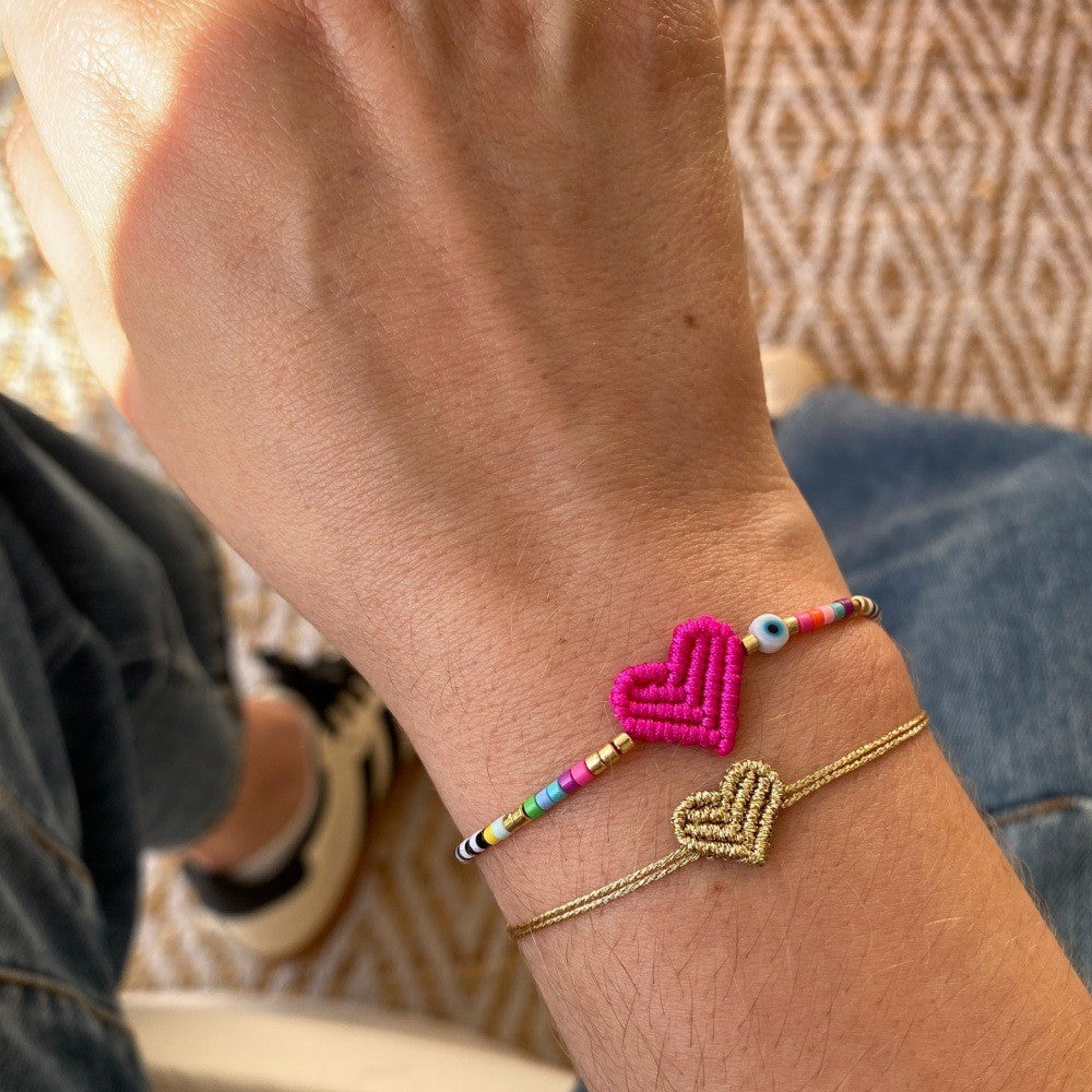 Woven Heart & Evil Eye Bracelet