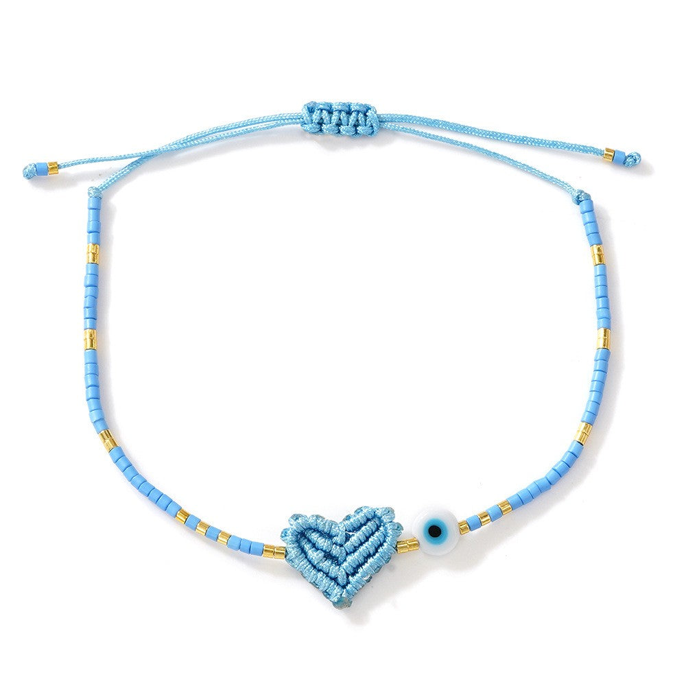 Woven Heart & Evil Eye Bracelet