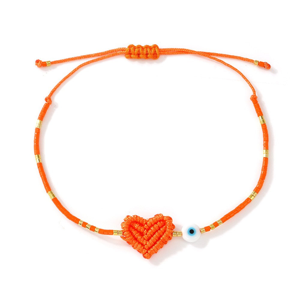 Woven Heart & Evil Eye Bracelet