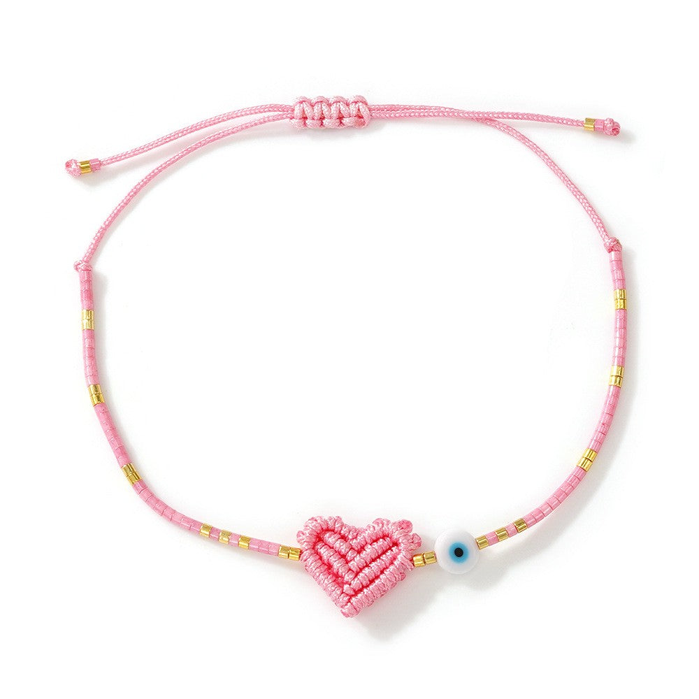 Woven Heart & Evil Eye Bracelet