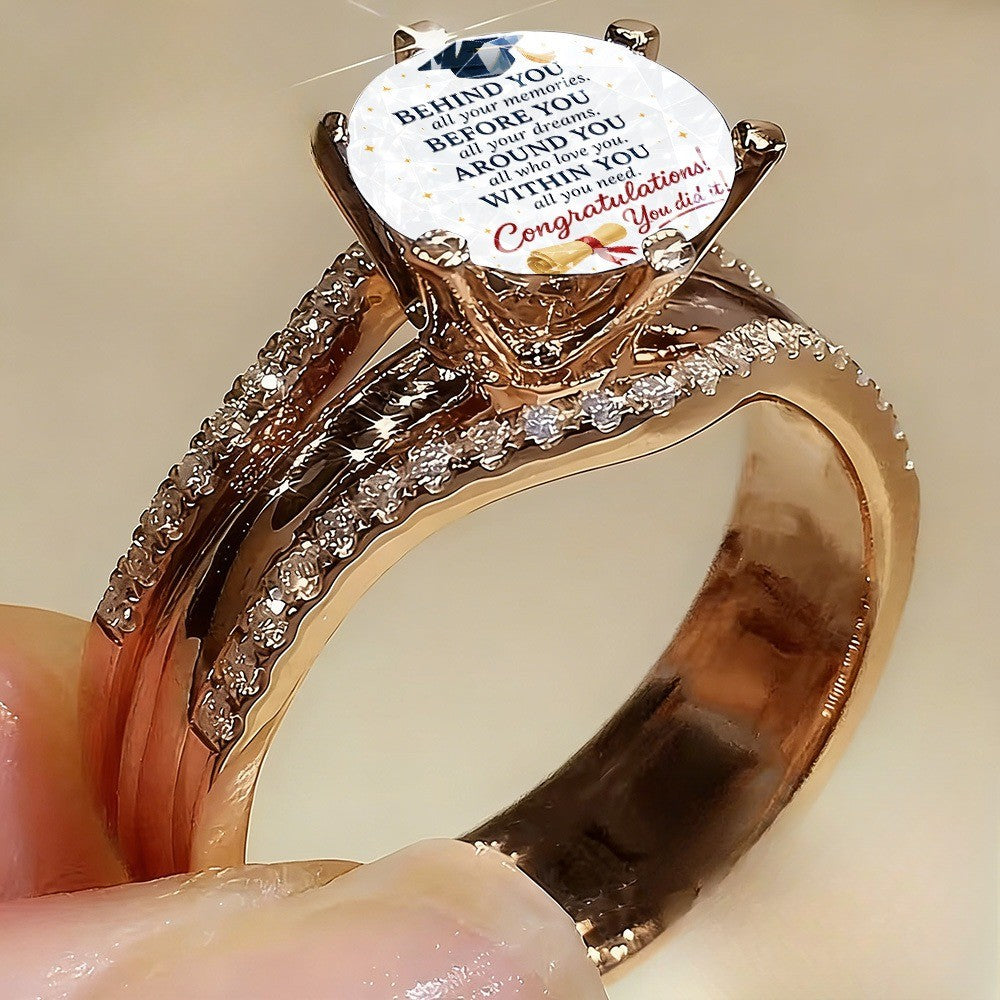 Sparkly Graduation Cap Message Ring
