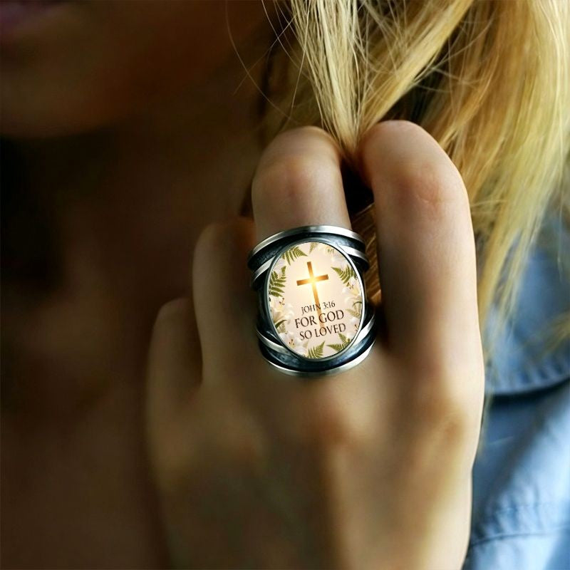 John 3:16 Oval Statement Ring