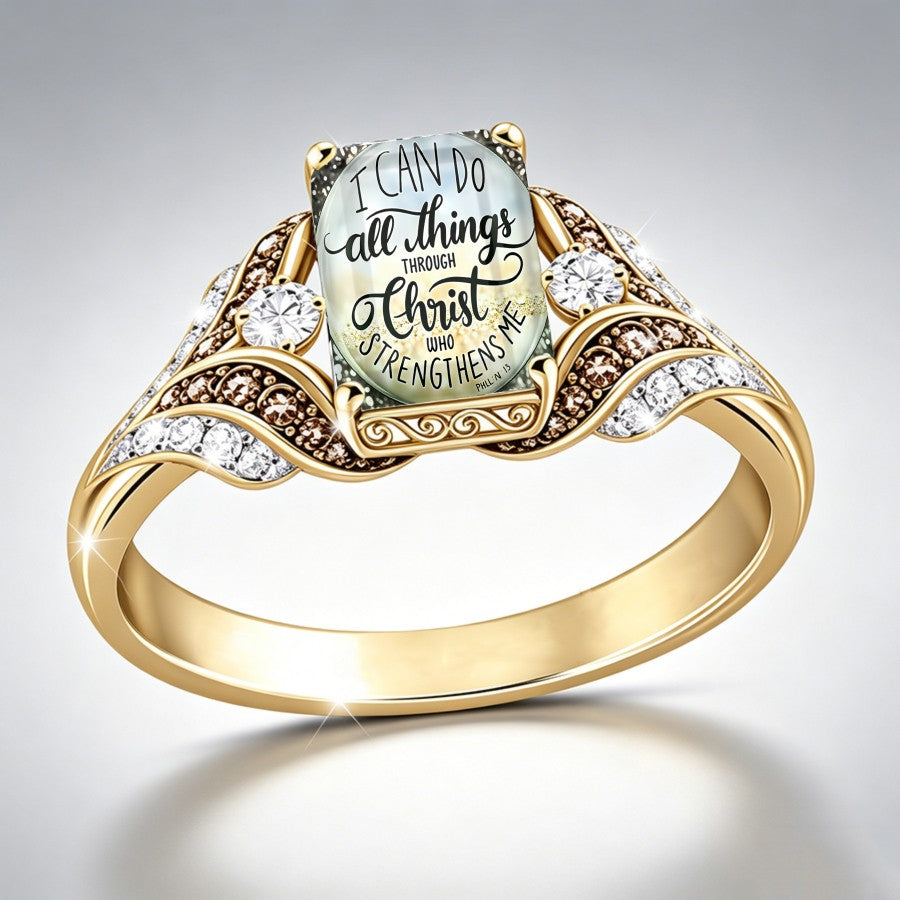 Scripture & Crystal Statement Ring
