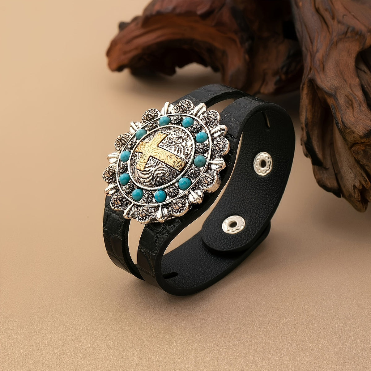 Leopard Cross Statement Bracelet