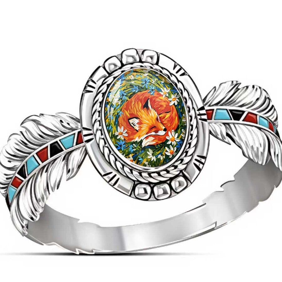 Fox Floral Oval Ring