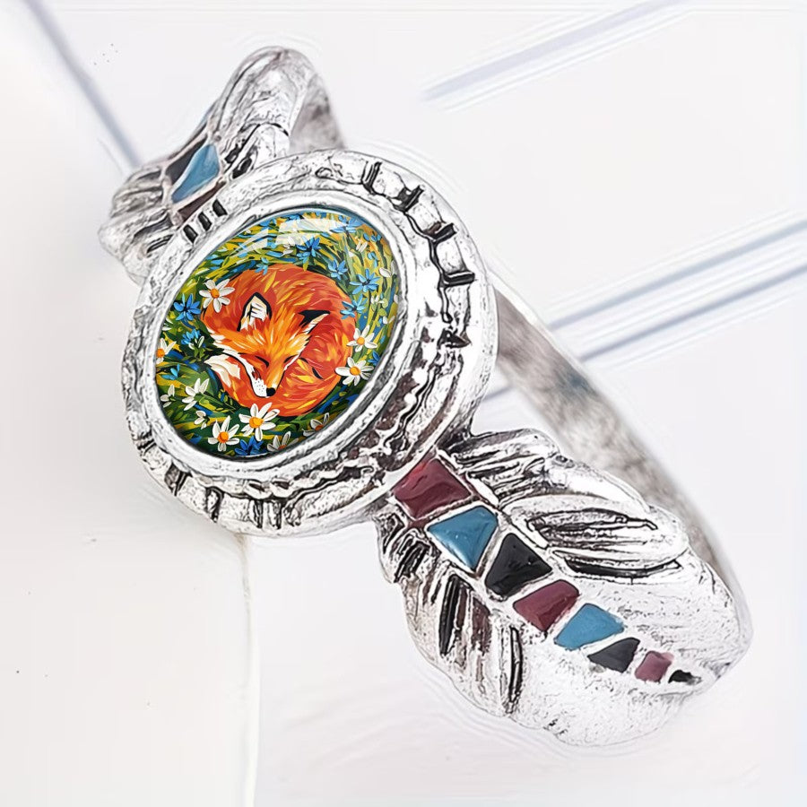 Fox Floral Oval Ring
