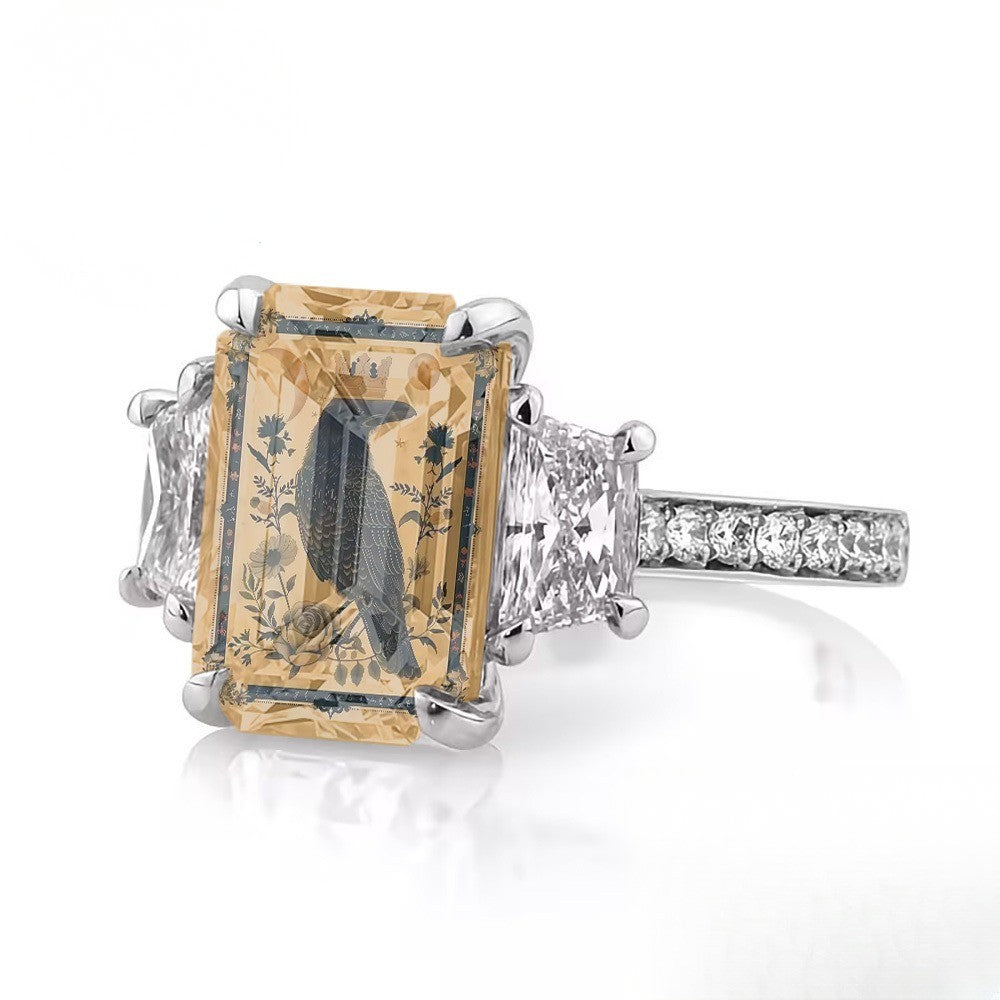 Crowned Crow Rectangular Ring